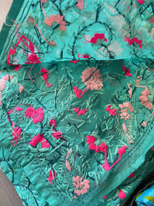 Blue x Pink Large Handmade Chanderi Silk Wrap / Throw