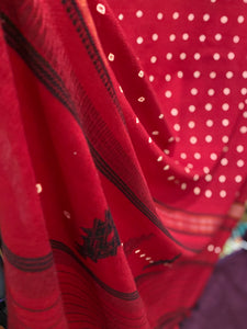 Merino Wool Bandhani Shawl Red