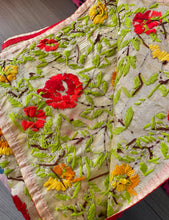 Load image into Gallery viewer, Cream x Yellow Large Handmade Chanderi Silk Wrap / Throw