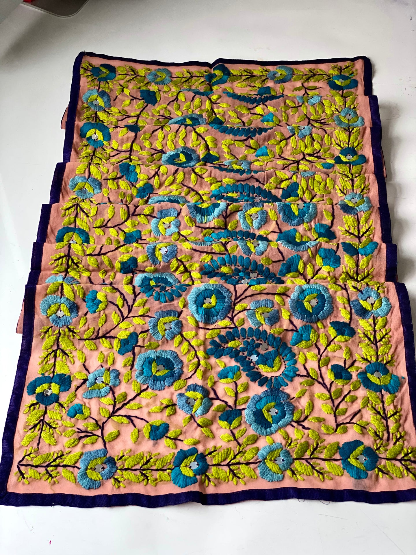 Mocha x Green Mini Georgette Neck Scarf / Wrap