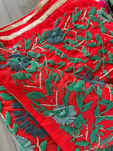 Load image into Gallery viewer, Rust Red x Grey Large Handmade Chanderi Silk Wrap / Throw