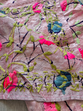 Load image into Gallery viewer, Mellow Pink x Grey Large Handmade Chanderi Silk Wrap / Throw