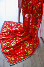 Load image into Gallery viewer, Red x Green Large Handmade Georgette Wrap / Throw