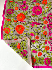 Pink x Green Mini Georgette Neck Scarf / Wrap