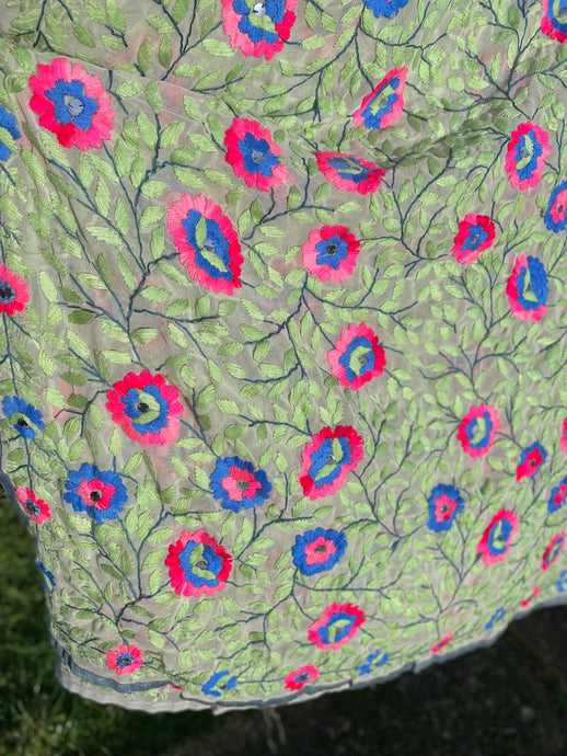 Off White x Aqua Large Handmade Georgette Wrap / Throw