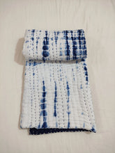 Load image into Gallery viewer, Indigo Shibori Kantha Quilt | Lightweight Cotton