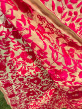 Load image into Gallery viewer, Cream x Fuchsia Pink Large Handmade Georgette Wrap / Throw