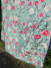 Load image into Gallery viewer, Metallic Silver x Aqua Large Handmade Chanderi Silk Wrap / Throw