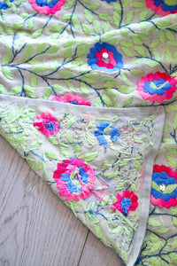 Off White x Aqua Large Handmade Georgette Wrap / Throw