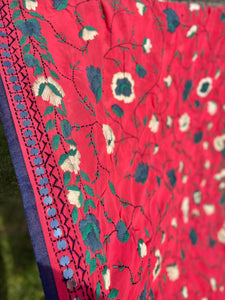 Mellow Red x Grey Large Handmade Georgette Wrap / Throw