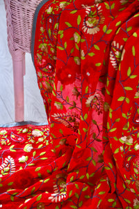 Red x Green Large Handmade Georgette Wrap / Throw