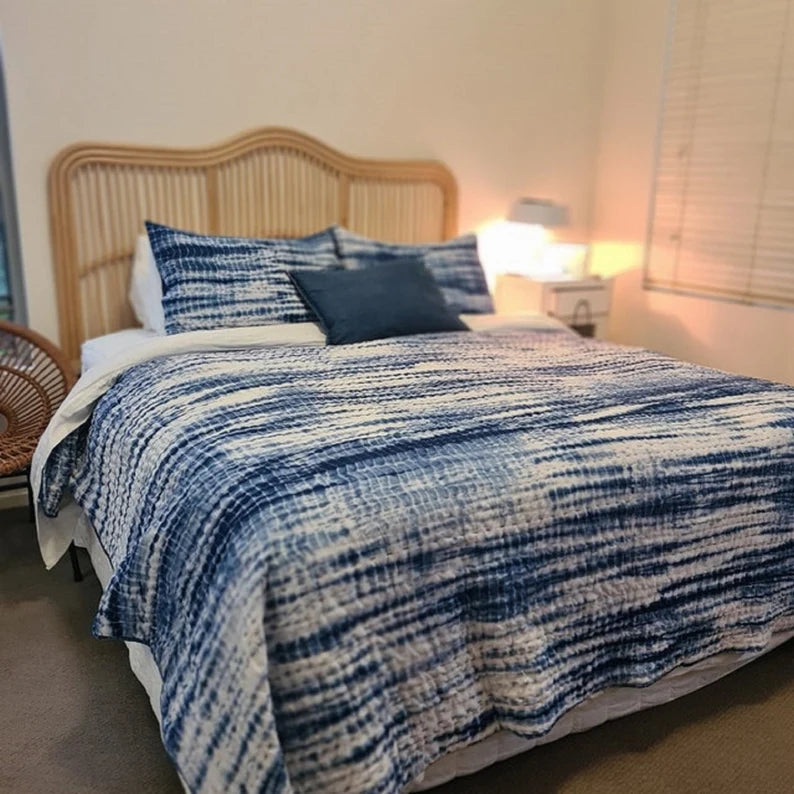 Indigo Shibori Kantha Quilt | Lightweight Cotton