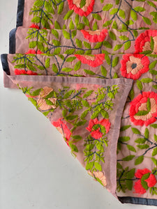 Peach x Green Mini Georgette Neck Scarf / Wrap