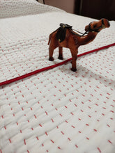 Load image into Gallery viewer, White Kantha Quilt with Red Edging | Lightweight Cotton