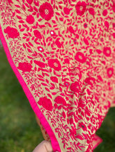 Load image into Gallery viewer, Cream x Fuchsia Pink Large Handmade Georgette Wrap / Throw