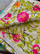 Load image into Gallery viewer, Pearl White x Pink Large Handmade Chanderi Silk Wrap / Throw