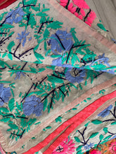 Load image into Gallery viewer, Light Silver Metallic x Pink Large Handmade Chanderi Silk Wrap / Throw