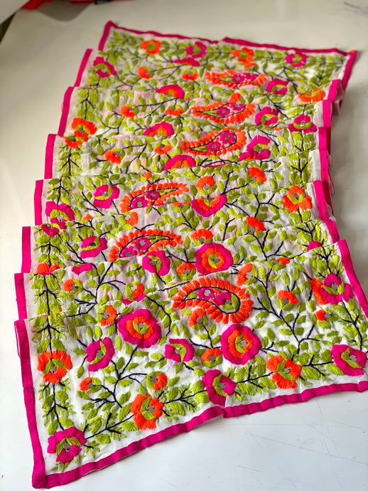 Pink x Green Mini Georgette Neck Scarf / Wrap