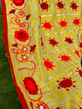 Load image into Gallery viewer, Yellow x Deep Red Large Handmade Chanderi Silk Wrap / Throw