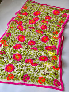 Pink x Green Mini Georgette Neck Scarf / Wrap