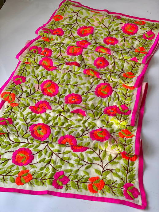 Pink x Green Mini Georgette Neck Scarf / Wrap