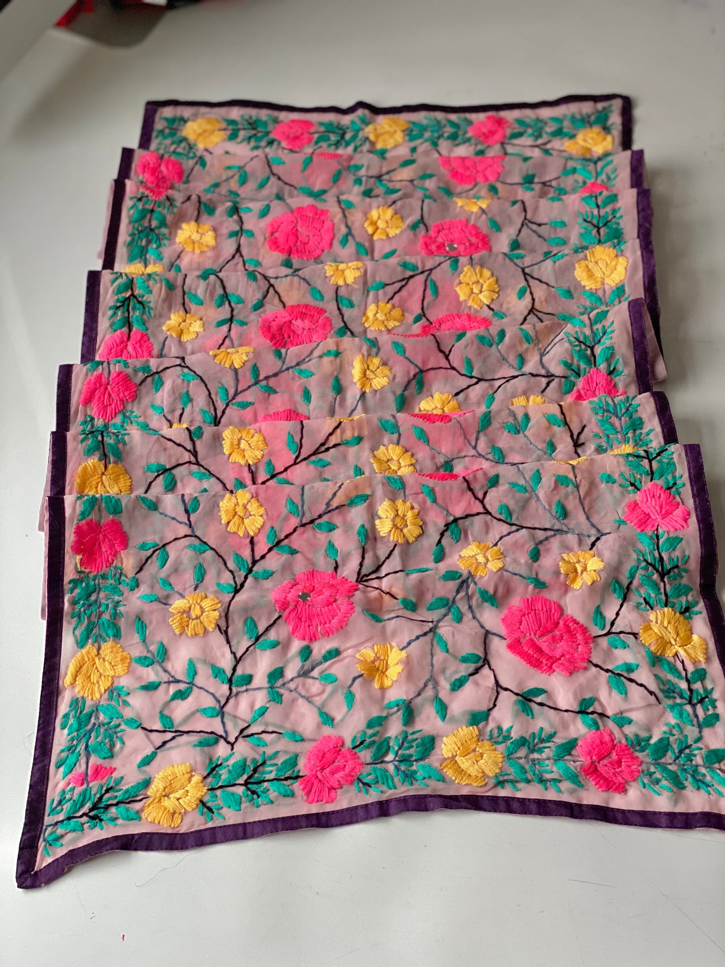 Pink x Yellow Mini Georgette Neck Scarf / Wrap