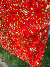 Load image into Gallery viewer, Red x Green Large Handmade Georgette Wrap / Throw
