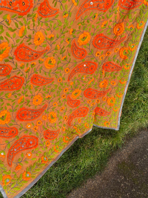 Orange Large Handmade Georgette Wrap / Throw