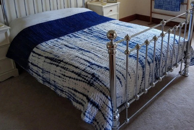 Indigo Shibori Kantha Quilt | Lightweight Cotton