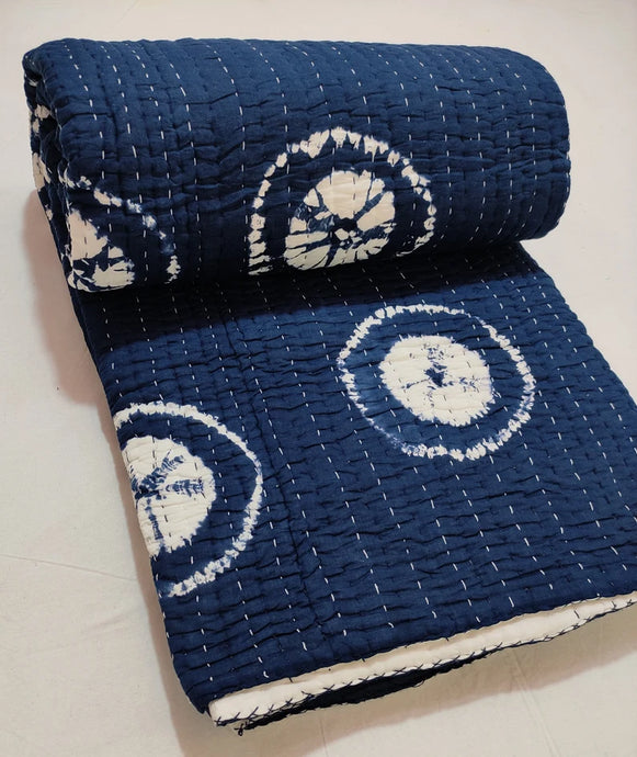 Indigo Shibori Kantha Quilt | Lightweight Cotton