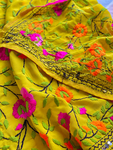 Yellow x Green Handmade Georgette Wrap / Throw