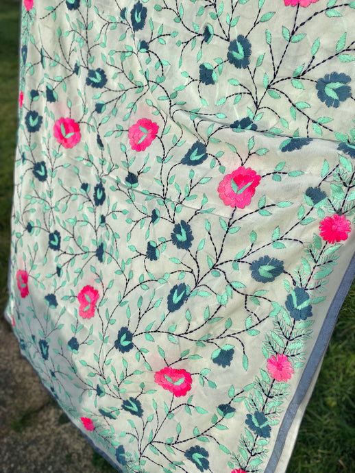 Off White x Aqua Large Handmade Georgette Wrap / Throw