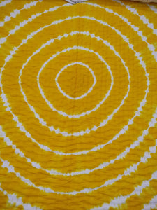 Yellow Tie & Dye Kantha Quilt | Lightweight Cotton