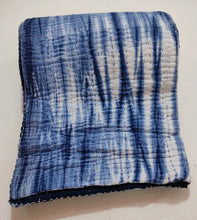 Load image into Gallery viewer, Indigo Shibori Kantha Quilt | Lightweight Cotton