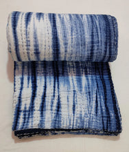Load image into Gallery viewer, Indigo Shibori Kantha Quilt | Lightweight Cotton