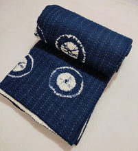 Load image into Gallery viewer, Indigo Shibori Kantha Quilt | Lightweight Cotton