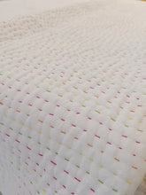 Load image into Gallery viewer, Natural White w Multicoloured Stitching Kantha Quilt | Lightweight Cotton