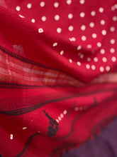 Load image into Gallery viewer, Merino Wool Bandhani Shawl Red
