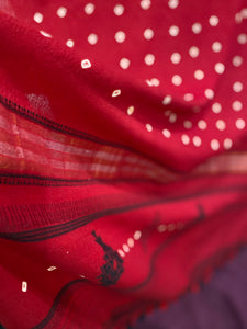 Merino Wool Bandhani Shawl Red