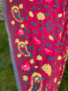 Deep Pink x Teal Large Handmade Georgette Wrap / Throw
