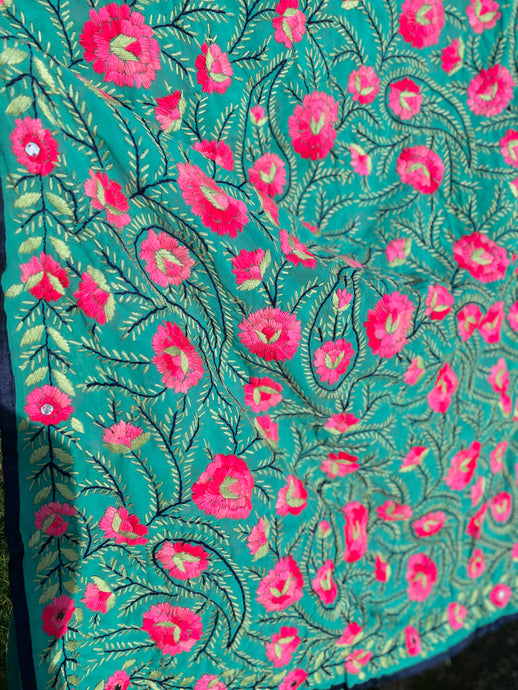 Blue x Pink Large Handmade Georgette Wrap / Throw