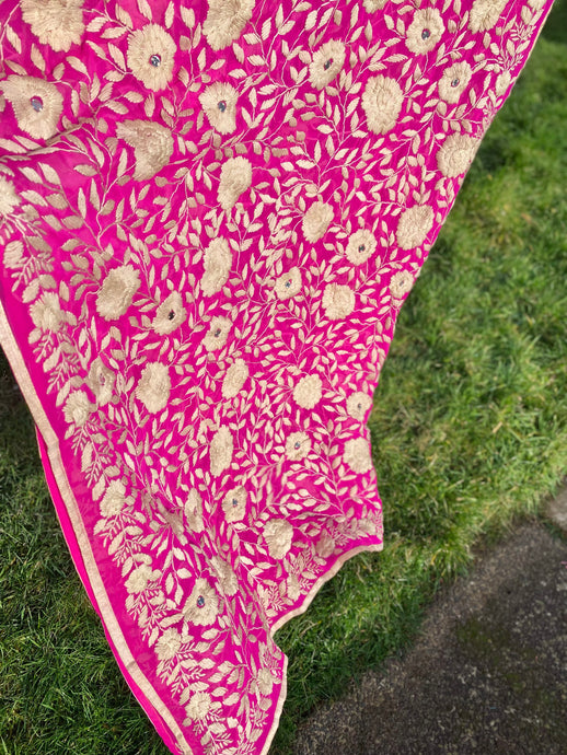 Pink x Off White Large Handmade Georgette Wrap / Throw