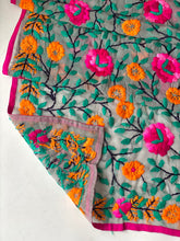 Load image into Gallery viewer, Orange x Teal Mini Georgette Neck Scarf / Wrap