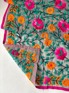Orange x Teal Mini Georgette Neck Scarf / Wrap