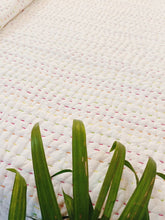 Load image into Gallery viewer, Natural White w Multicoloured Stitching Kantha Quilt | Lightweight Cotton