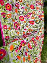 Load image into Gallery viewer, Pearl White x Green Large Handmade Chanderi Silk Wrap / Throw