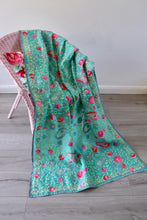Load image into Gallery viewer, Light Teal x Aqua Large Handmade Chanderi Silk Wrap / Throw