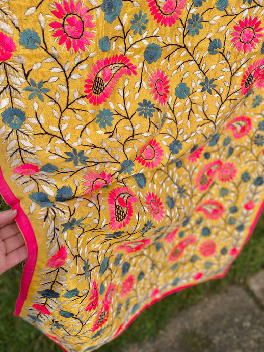 Light Amber Large Handmade Chanderi Silk Wrap / Throw