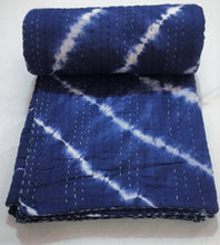 Load image into Gallery viewer, Indigo Tie &amp; Dye Kantha Quilt | Lightweight Cotton