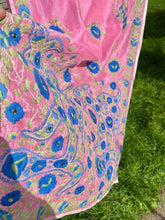 Load image into Gallery viewer, Pink x Blue Large Handmade Chanderi Silk Wrap / Throw